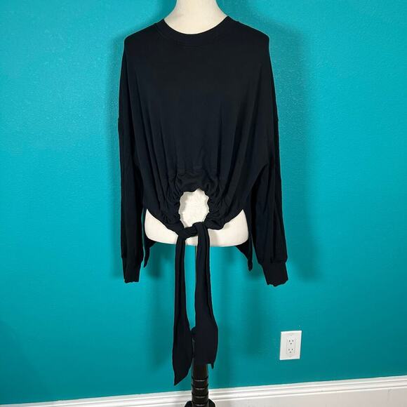 Lululemon Bound to Bliss Pullover Sweatshirt Black Gathered Oversized Size M/L - Picture 4 of 5